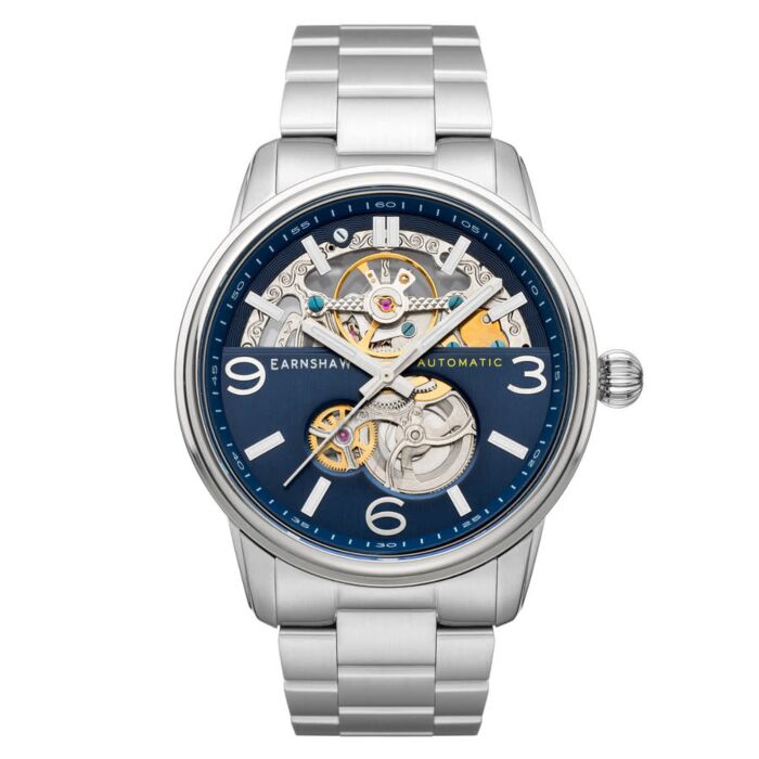 Men's Carlyle Skeleton Stainless Steel Blue Dial Watch | World of Watches