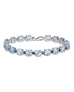 AMOUR 29 1/2 CT TGW Sky-blue Topaz and Sapphire Bracelet In Sterling Silver