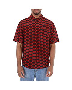 424 Men's Short-sleeve Repeat 424 Logo Shirt In Red/Black