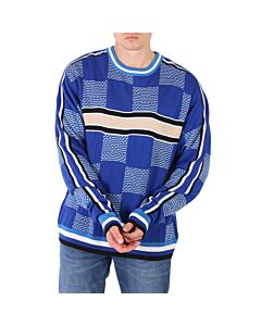 Ahluwalia Men's Merino Wool And Cotton Checkerboard Jacquard Sweater