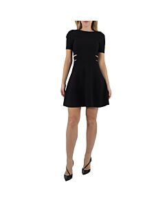 Alaia Ladies Black Knit Short-sleeved Skater Dress, Brand Size 36 (US Size 4)