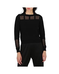 Alaia Ladies Long Sleeve Wool-Blend Openwork Detail Sweater, Brand Size 38 (US Size 4)