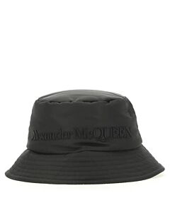Alexander McQueen Ladies Black Logo Embroidered Padded Bucket Hat
