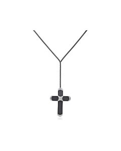 ALOR Black Cable & Chain “WY” Cross Lariat Necklace with 14K Gold & Diamonds