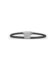 ALOR Black Cable Elevated Square Station Bracelet with 18kt White Gold & Diamonds