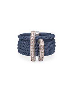 ALOR Blueberry Cable Double Arch Over Twist Ring with 18K Gold & Diamonds