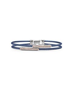 ALOR Blueberry Cable Dual Channel Bar Bracelet with 18kt Rose Gold & Diamonds