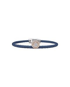 ALOR Blueberry Cable Elevated Round Station Bracelet with 18kt Rose Gold & Diamonds