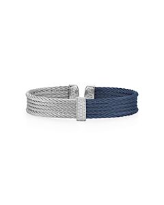 ALOR Blueberry & Grey Cable Mini Cuff with 18kt White Gold & Diamonds