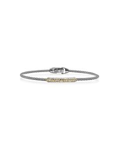 ALOR Grey Cable Delicate Twist Bracelet with 18kt Yellow Gold & Diamonds