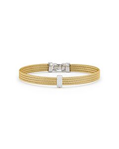 ALOR Yellow Cable Barred Bracelet with 18kt White & Diamonds