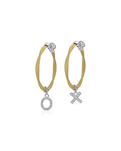 ALOR Yellow Cable Expressions of Love XO Hoop Earrings with 18kt Gold & Diamonds