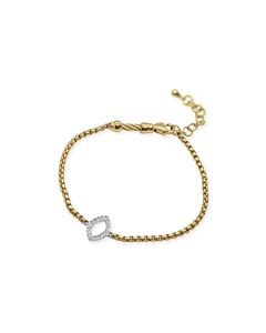 ALOR Yellow Chain Bracelet with 14kt White Gold Open Marquise Station & Diamonds