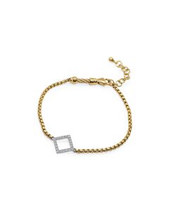 ALOR Yellow Chain Bracelet with 14kt White Gold Open Square Station & Diamonds