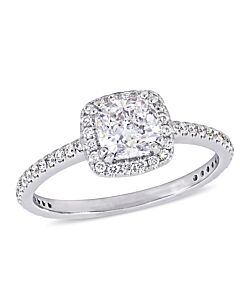 Amour 1 1/3 CT TW Cushion-Cut Diamond Halo Engagement Ring in 14k White Gold