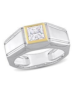 Amour 1 1/5 CT TGW Created Moissanite-White Fashion Ring Silver White & Yellow