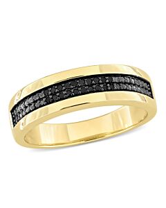 Amour 1/10ct TDW Black Diamond Men's Double Row Anniversary Band in Yellow Plated Sterling Silver