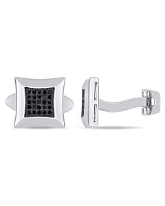 AMOUR 1/4 CT TW Black Diamond Pave Cufflinks In Sterling Silver
