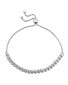 AMOUR 1/4 CT TW Diamond Bolo Bracelet In Sterling Silver