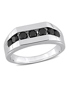 Amour 1 CT Black Diamond TW Fashion Ring Silver