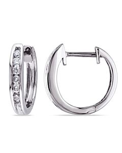 AMOUR 1/4 CT TW Diamond Hoop Earrings In 10K White Gold