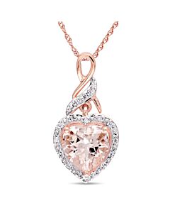 Amour 10K Pink Gold Morganite and Diamond Necklace JMS002679