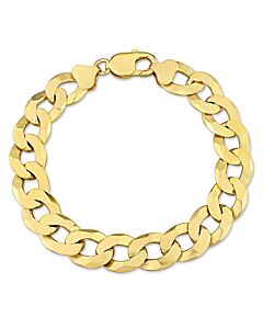 AMOUR 12.5mm Flat Curb Chain Bracelet In Yellow Plated Sterling Silver, 9 In