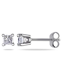 AMOUR 1/2 CT TW Princess Cut Diamond Stud Earrings In 14K White Gold