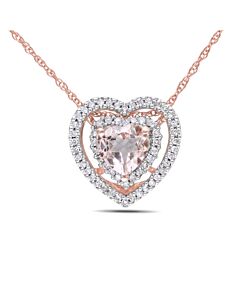 Amour 18K Pink Gold Morganite and Diamond Heart-Shape Pendant JMS002695