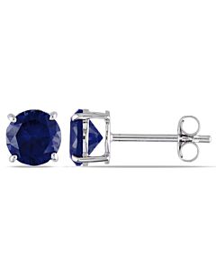 AMOUR Created Blue Sapphire Stud Earrings in 10K White Gold