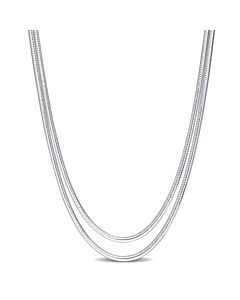 AMOUR 2 Pc Set Of 16 In and 18 In Snake Chains In Sterling Silver