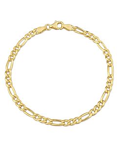 AMOUR 3.8mm Figaro Bracelet In Yellow Plated Sterling Silver 9
