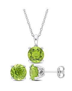 Amour 5 3/8 CT TGW Peridot 2-Piece Set of Pendant with Chain and Earrings in Sterling Silver