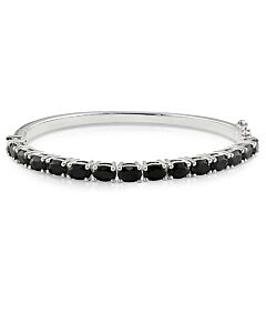 AMOUR 9-1/3 CT TGW Oval-cut Black Sapphire Bangle In Sterling Silver