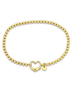 Amour Bead Link Bracelet in Yellow Plated Sterling Silver with Heart Clasp