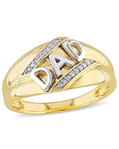 Amour " Dad" Yellow Gold Diamond Men's Ring
