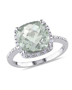 Amour Diamond and Green Amethyst Sterling Silver Ring