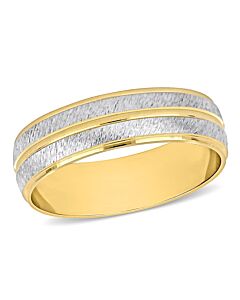 Amour Men's 6mm Double Row Wedding Band in 14k 2-Tone Matte and Polished Yellow and White Gold