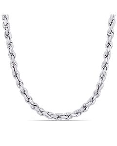 AMOUR 18 Inch Rope Chain Necklace In Sterling Silver with Lobster Clasp (5mm)