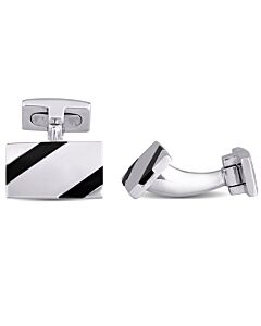 AMOUR Onyx and White and Square Crystal Cufflinks In Sterling Silver
