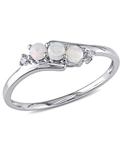 Amour Opal and Diamond 10K White Gold Ring