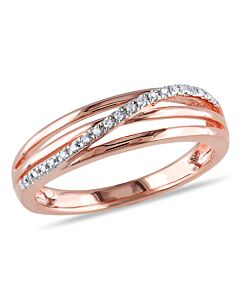 Amour Pink Silver 0.06 CT TDW Diamond Eternity Ring