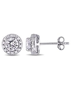 AMOUR Created White Sapphire Halo Stud Earrings In Sterling Silver