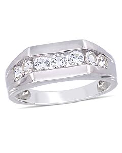 Amour Sterling Silver 1 1/5 CT TGW Created White Sapphire Men's Ring