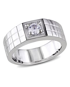 Amour Sterling Silver 1/3 CT TGW Created White Sapphire Men's Ring