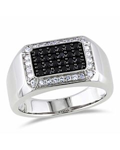 Amour Sterling Silver Black Spinel and White Sapphire Ring