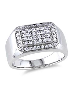 Amour Sterling Silver Square Halo 0.62 CT White Sapphire Ring