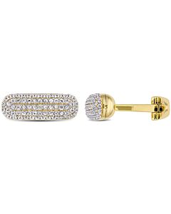 AMOUR 1 1/3 CT TGW White Sapphire Oval Cufflinks In Yellow Plated Sterling Silver