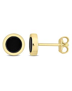 AMOUR 5/8 CT TGW Black Onyx Stud Earrings In Yellow Plated Sterling Silver