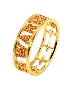 APM Monaco Ladies Gold/Orange Crystal Warning Ring, Size 52